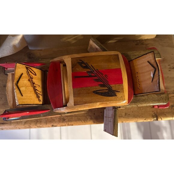 Vintage Wooden Handmade Classic Car Model Cadillac - Picture 3 of 16